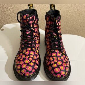 Dr. Martens 1460 Pink Leopard Leather Boots Size 3 Juniors